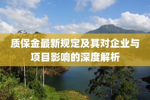 质保金最新规定及其对企业与项目影响的深度解析